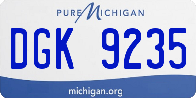 MI license plate DGK9235