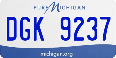 MI license plate DGK9237