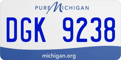 MI license plate DGK9238