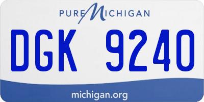 MI license plate DGK9240