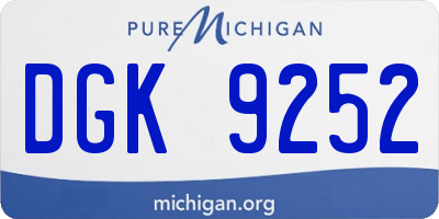 MI license plate DGK9252