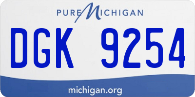 MI license plate DGK9254