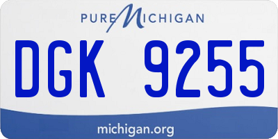 MI license plate DGK9255
