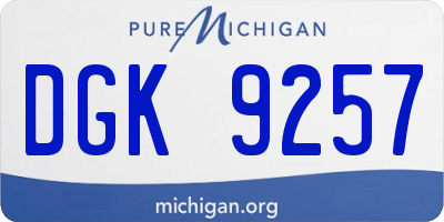 MI license plate DGK9257