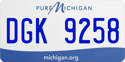MI license plate DGK9258