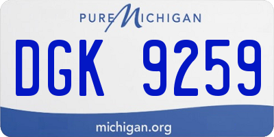 MI license plate DGK9259