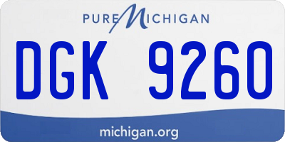 MI license plate DGK9260