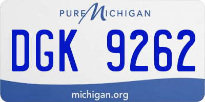 MI license plate DGK9262