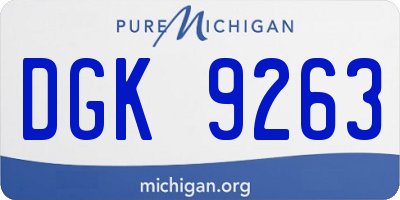 MI license plate DGK9263