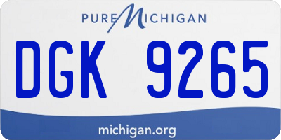 MI license plate DGK9265