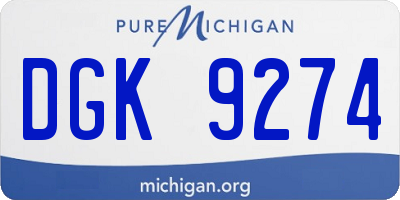MI license plate DGK9274