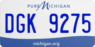 MI license plate DGK9275
