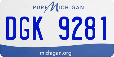 MI license plate DGK9281