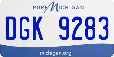 MI license plate DGK9283
