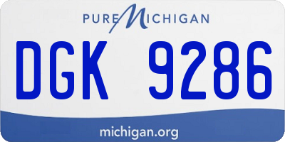 MI license plate DGK9286