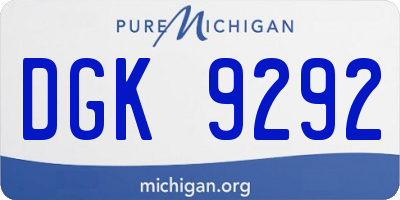 MI license plate DGK9292