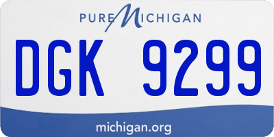 MI license plate DGK9299