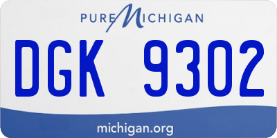MI license plate DGK9302