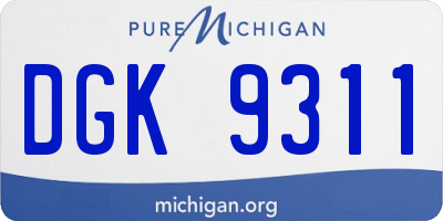 MI license plate DGK9311