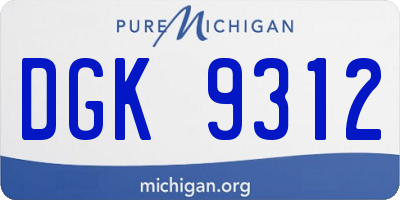 MI license plate DGK9312
