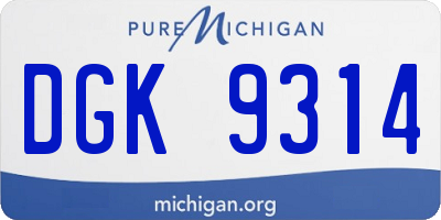 MI license plate DGK9314