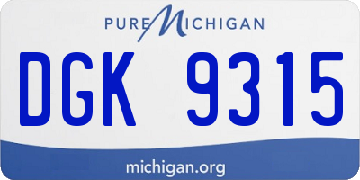 MI license plate DGK9315