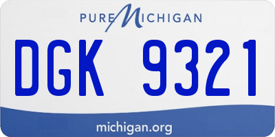 MI license plate DGK9321