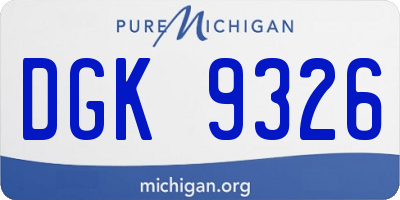 MI license plate DGK9326