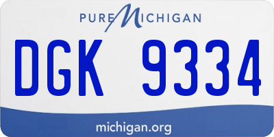 MI license plate DGK9334