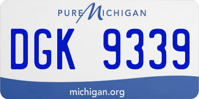 MI license plate DGK9339