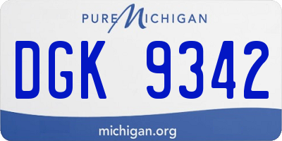 MI license plate DGK9342