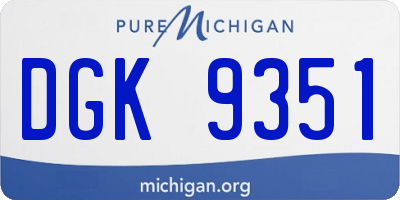 MI license plate DGK9351