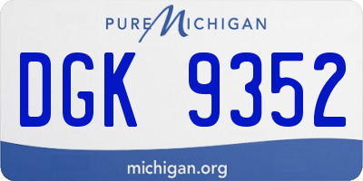 MI license plate DGK9352