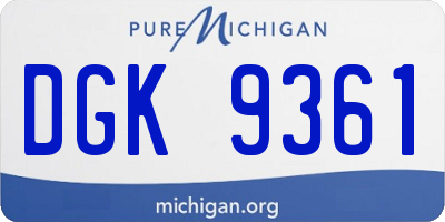 MI license plate DGK9361