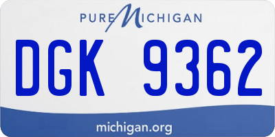 MI license plate DGK9362