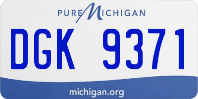 MI license plate DGK9371