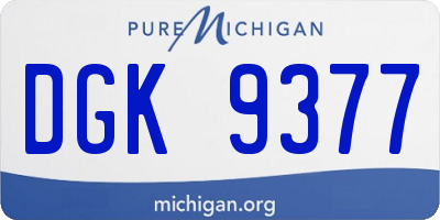 MI license plate DGK9377