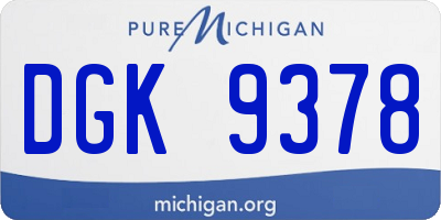 MI license plate DGK9378