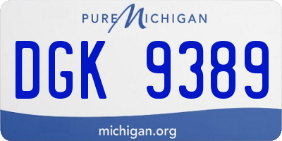 MI license plate DGK9389