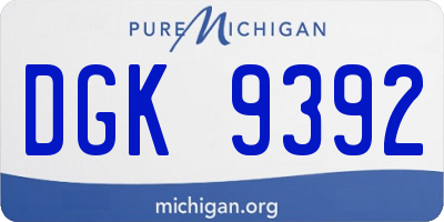 MI license plate DGK9392