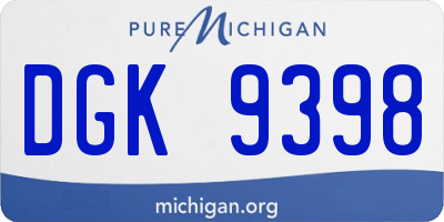 MI license plate DGK9398