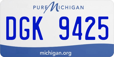 MI license plate DGK9425