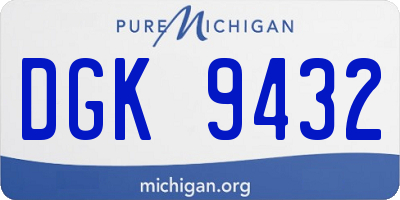 MI license plate DGK9432