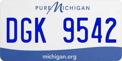 MI license plate DGK9542