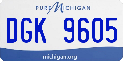 MI license plate DGK9605