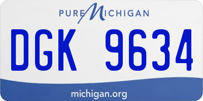 MI license plate DGK9634