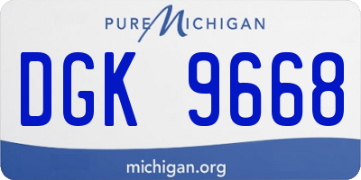 MI license plate DGK9668