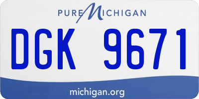 MI license plate DGK9671