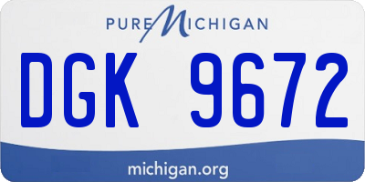 MI license plate DGK9672