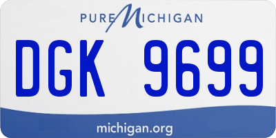 MI license plate DGK9699